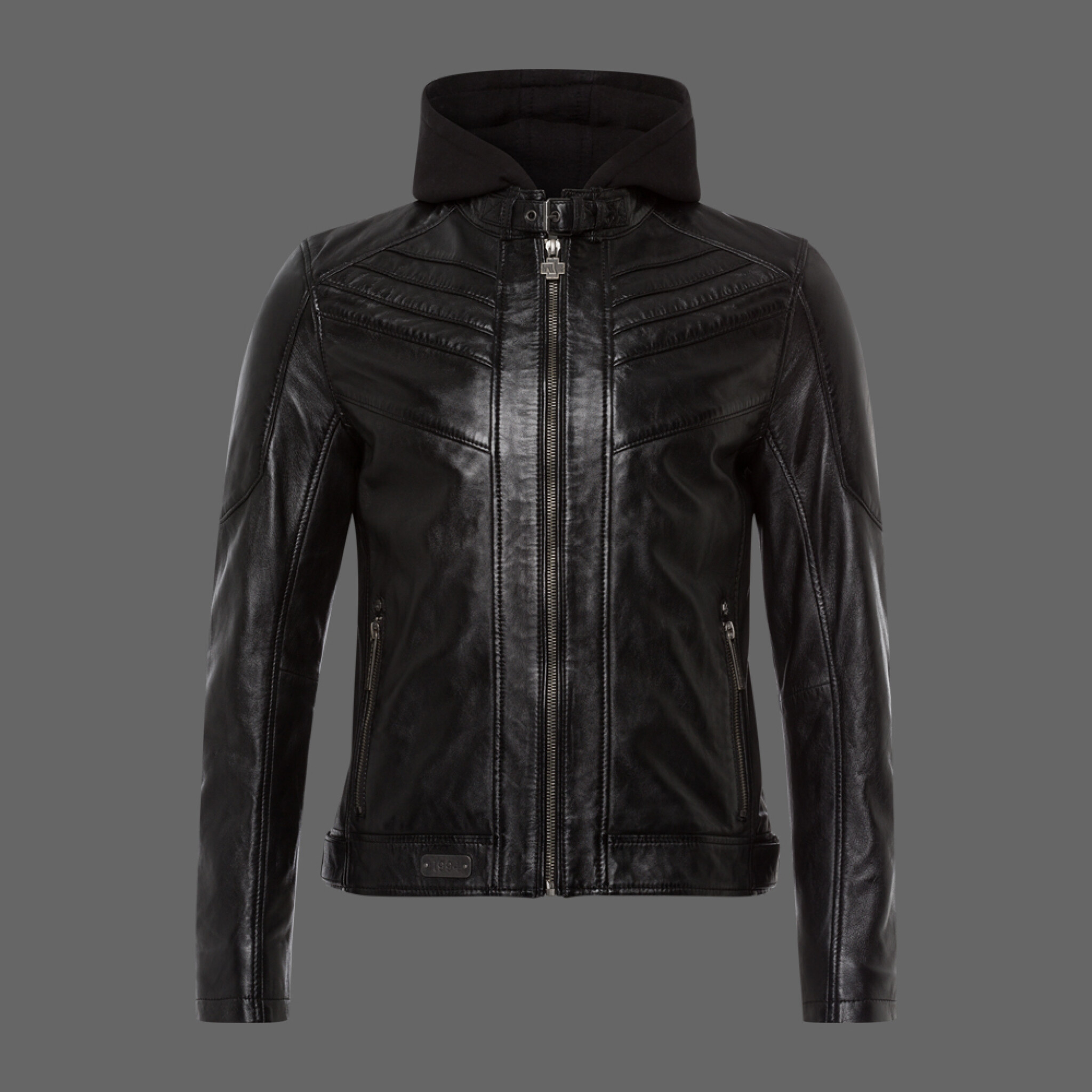 Details more than 147 leather jacket with grey hood