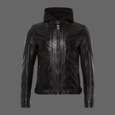 Ripley - CHAQUETA MARQUIS CON CAPUCHA CUERPO POLERON CON MANGAS DE ECO CUERO