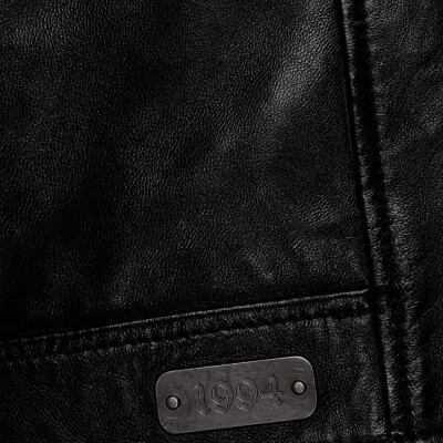 black leather body warmer